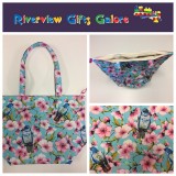 Large Tote Bag With Zip - Blue Bird Large Tote Bag With Zip - Blue Bird